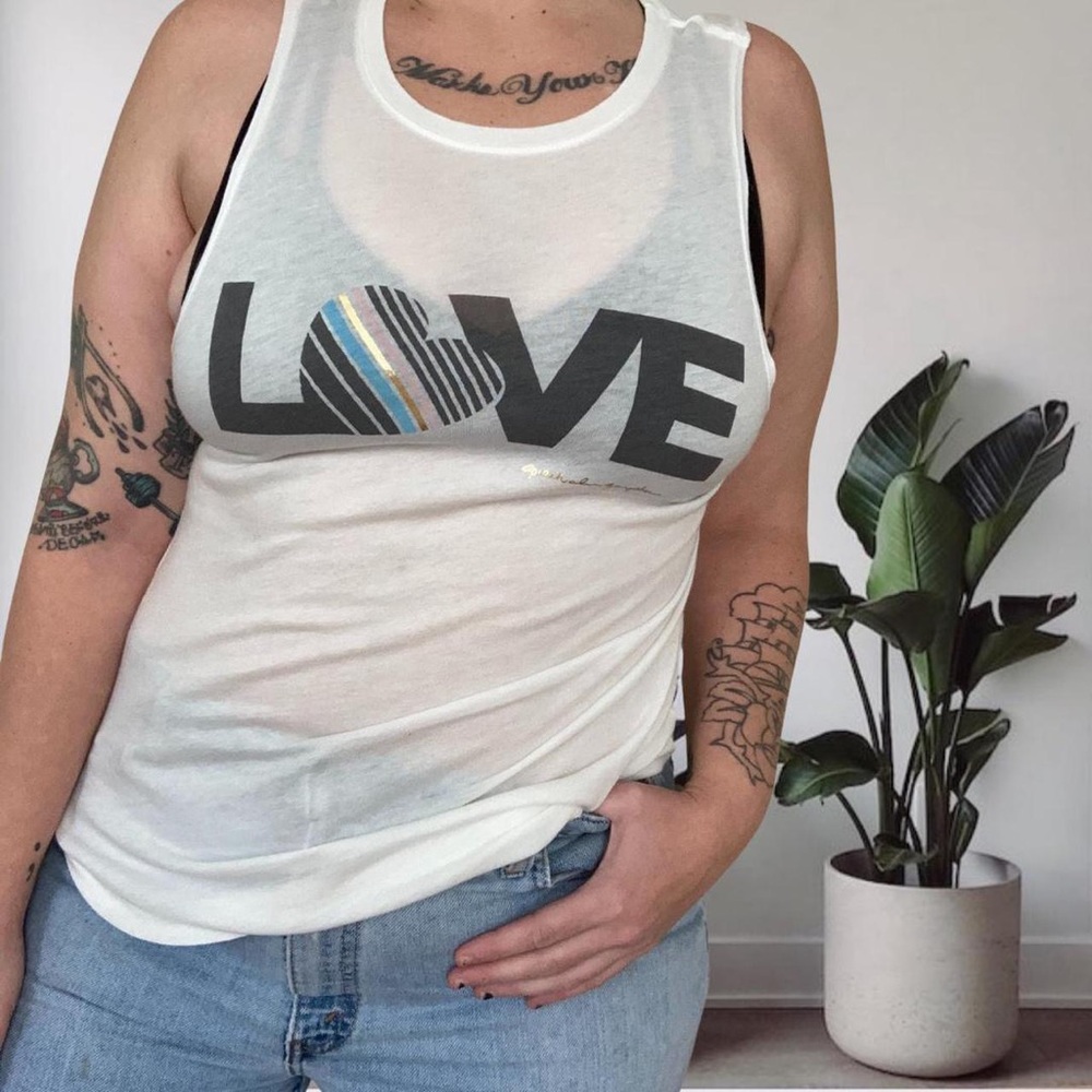 Spiritual Gangsta Retro Love Sheer Muscle Tank White Small